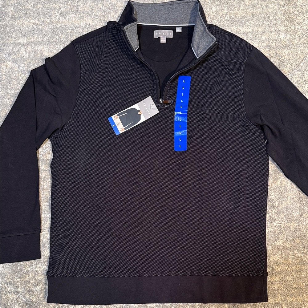 Ted Baker Black Quarter-Zip Sweater